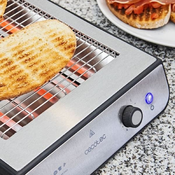 Cecotec Turbo EasyToast Basic horisontell platt brödrost. 3 kvartsmotstånd, 6 effektnivåer, smulbricka,