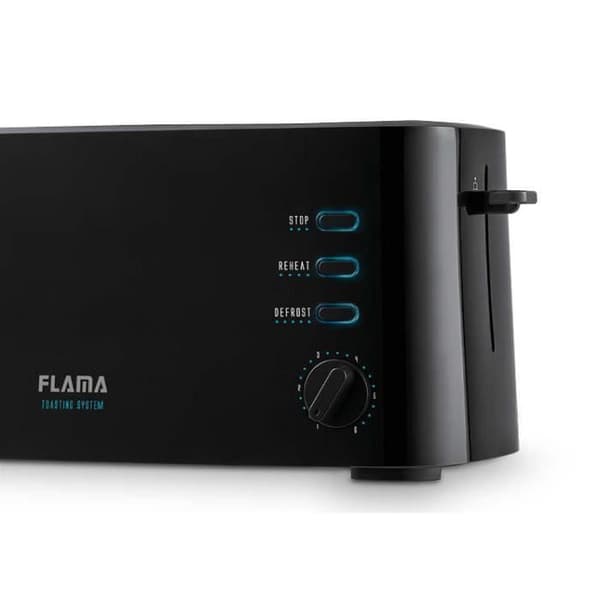 Flama 988FL brödrost, 980W, två långa och extra breda fack, återuppvärmning, avfrostning och avstängningsfunktioner