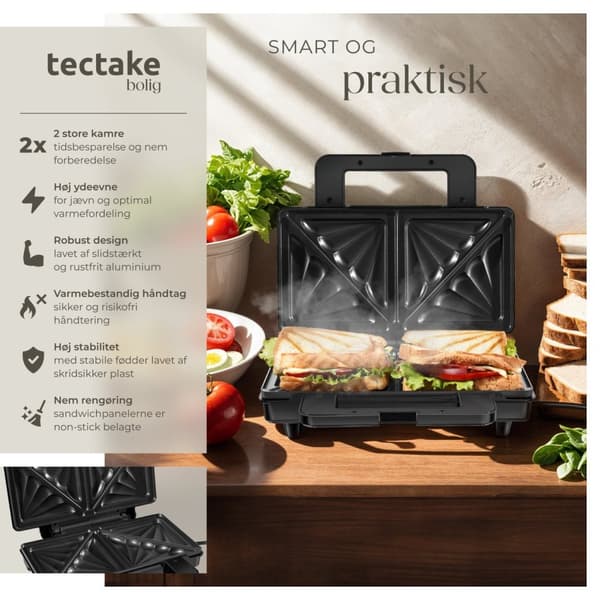 Sandwichtoaster SK1000W, non-stick, varmebestandig - sølv