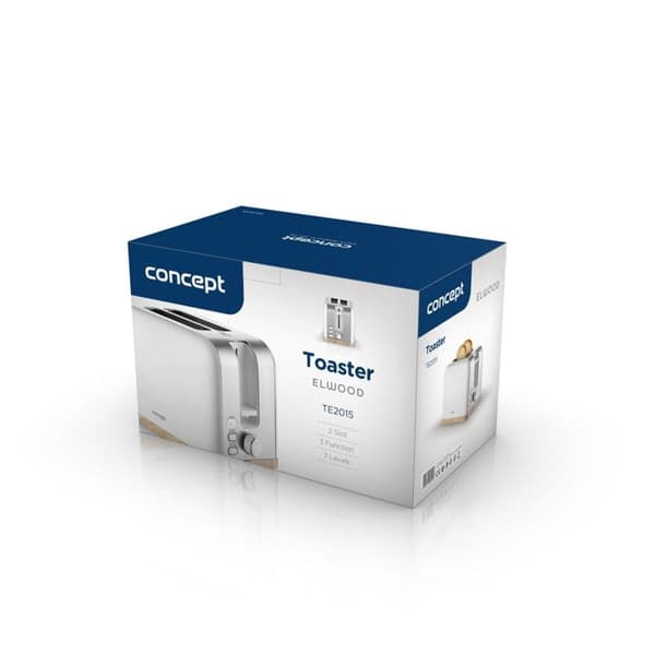 Elektrisk brödrost Concept TE2015, 930W, 7 bruningsgrader, vit