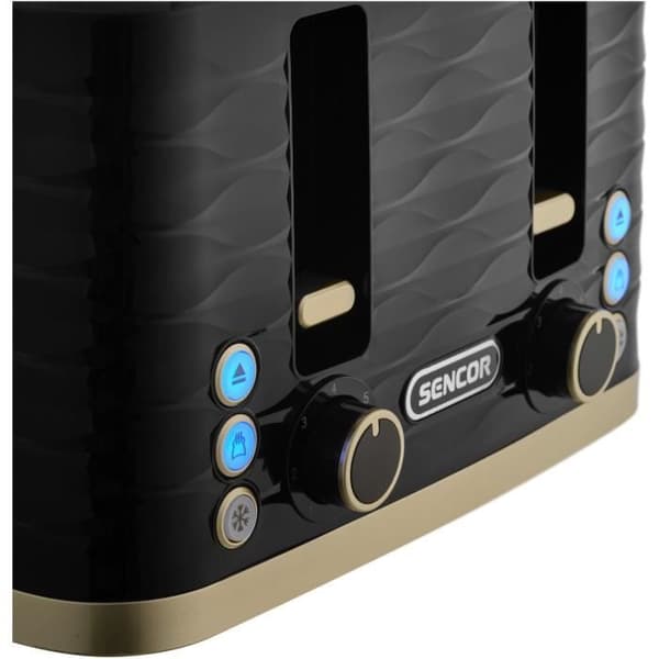 Brödrost - SENCOR - STS 7551BK - 1600 W - 4 platser - Svart / guld