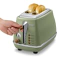 Miniatyrbild 3 av 4: Brödrost - Delonghi - Icona Vintage - 2 skivor - 6 positioner - Olivgrön/choklad
