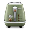 Miniatyrbild 2 av 4: Brödrost - Delonghi - Icona Vintage - 2 skivor - 6 positioner - Olivgrön/choklad