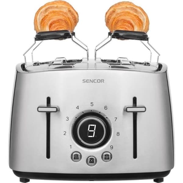 Brödrost 4 skivor Sencor STS 5070SS i rostfritt stål med upptiningsfunktion och 9 nivåer av rostning.