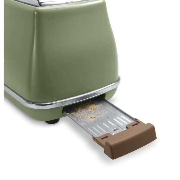 Brödrost - Delonghi - Icona Vintage - 2 skivor - 6 positioner - Olivgrön/choklad