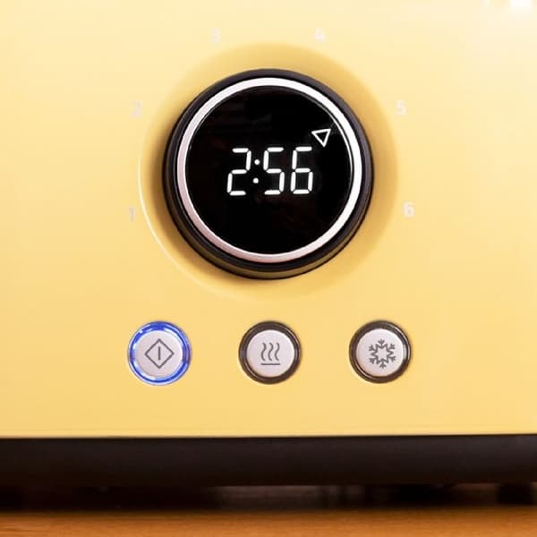 Cecotec ClassicToast 8000 Yellow Dubbel digital brödrost. 800 W, 2 extra breda fack, 3 förinställda funktioner