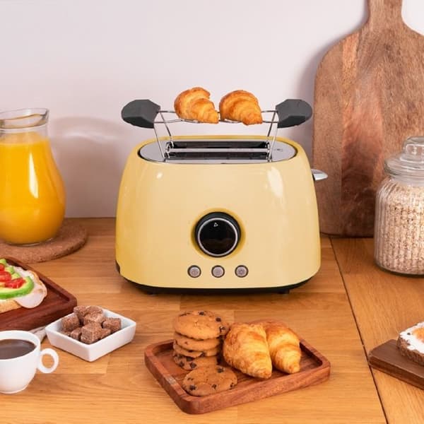 Cecotec ClassicToast 8000 Yellow Dubbel digital brödrost. 800 W, 2 extra breda fack, 3 förinställda funktioner