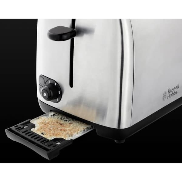RUSSELL HOBBS Äventyrsbrödrost - Brynningskontroll, bakverksvärmare - Borstat stål