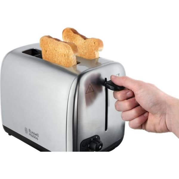 RUSSELL HOBBS Äventyrsbrödrost - Brynningskontroll, bakverksvärmare - Borstat stål