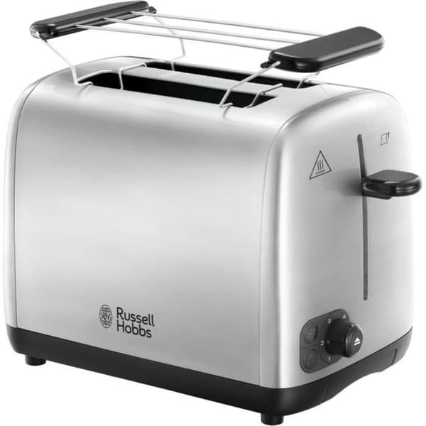 RUSSELL HOBBS Äventyrsbrödrost - Brynningskontroll, bakverksvärmare - Borstat stål