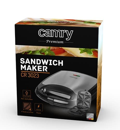 Camry CR 3023 sandwichmaskine 1500 W Sort, Grå