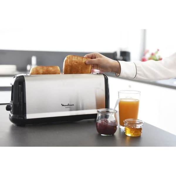 MOULINEX Subito Brödrost, Långt spår, 7-lägestermostat, Återuppvärmning och avfrostning, Höghus LS260800