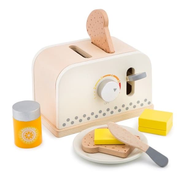 Träbrödrost - Nya klassiska leksaker - Komplett set - 2 skivor - Beige - Referens 10706