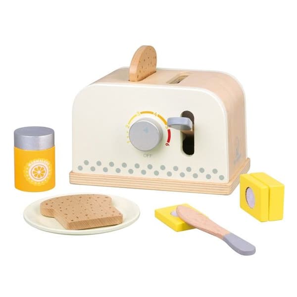 Träbrödrost - Nya klassiska leksaker - Komplett set - 2 skivor - Beige - Referens 10706