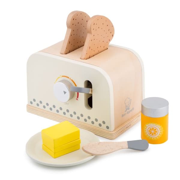Träbrödrost - Nya klassiska leksaker - Komplett set - 2 skivor - Beige - Referens 10706