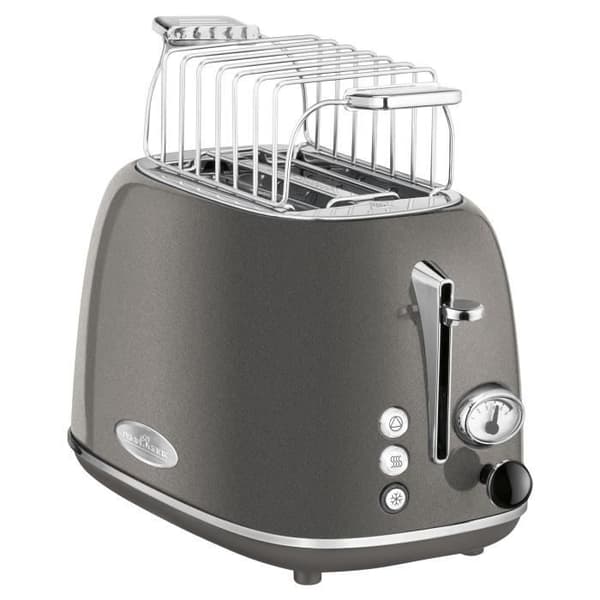 Brödrost med bred öppning 2 skivor Vintage design 3 funktioner 6 nivåer Proficook TA 1193800WGray