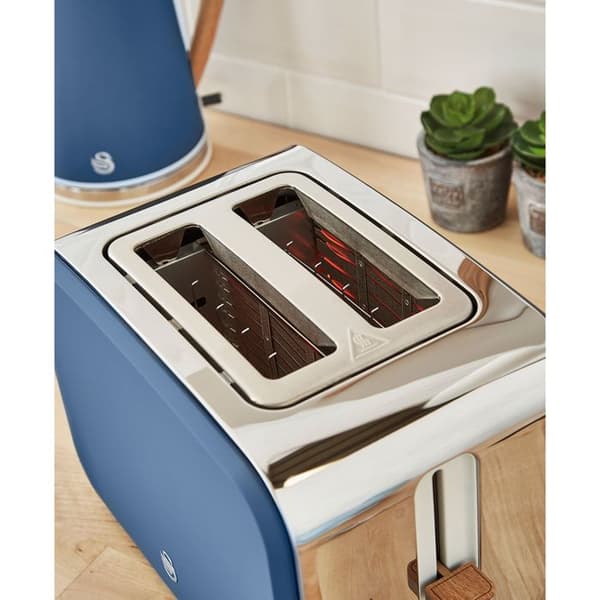 Bred brödrost 2 skivor Modern Nordic Design SWAN ST14610BLUNEU 900W Blå 49374