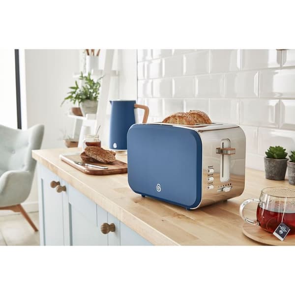 Bred brödrost 2 skivor Modern Nordic Design SWAN ST14610BLUNEU 900W Blå 49374