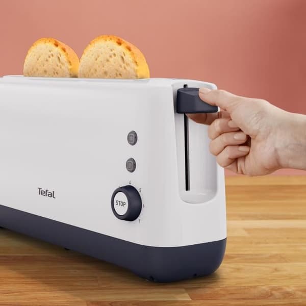 TEFAL Minim Compact brödrost, extra brett spår, 7 bryningsnivåer, Återuppvärmning och avfrostning, Avtagbar smulbricka TL302110