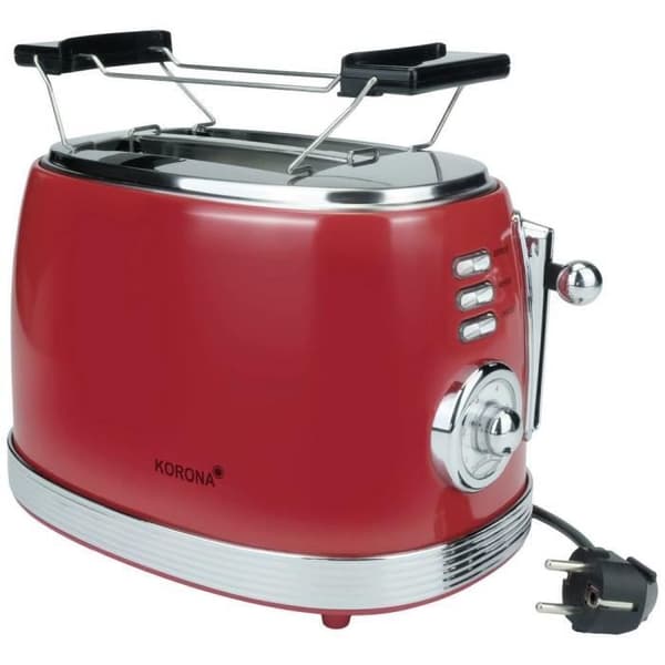 Korona 21668 Retro brödrost - 2 skivor bröd - Retro toast nivåindikator - 6 nivåer - 850 watt - Röd