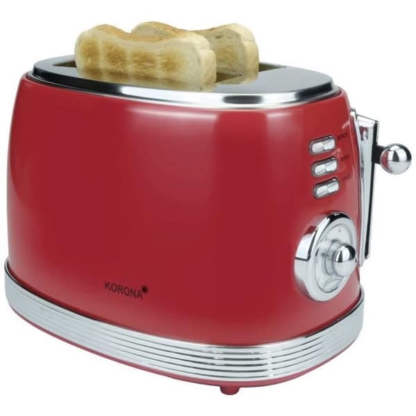 Korona 21668 Retro brödrost - 2 skivor bröd - Retro toast nivåindikator - 6 nivåer - 850 watt - Röd