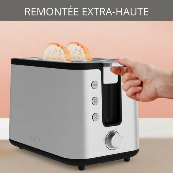 KRUPS Brödrost med 2 breda springor, rostfritt stål, 6 bryningsnivåer, uppvärmnings- och avfrostningsfunktion Control Line KH442D10