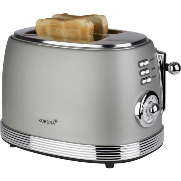 Korona 21667 Retro brödrost - 2 skivor bröd - Retro toast nivåindikator - 6 nivåer - 850 watt - Grå