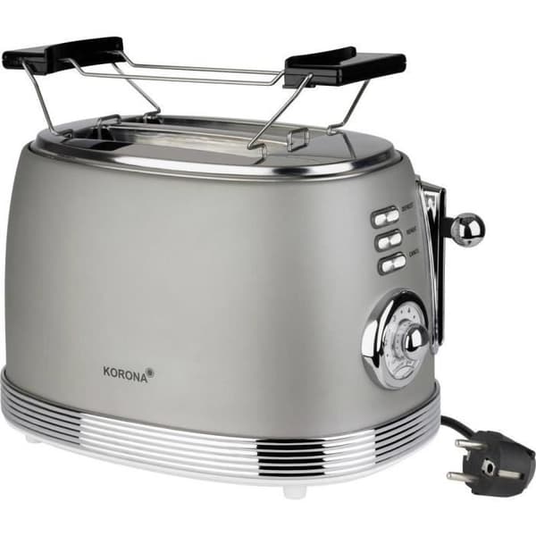 Korona 21667 Retro brödrost - 2 skivor bröd - Retro toast nivåindikator - 6 nivåer - 850 watt - Grå
