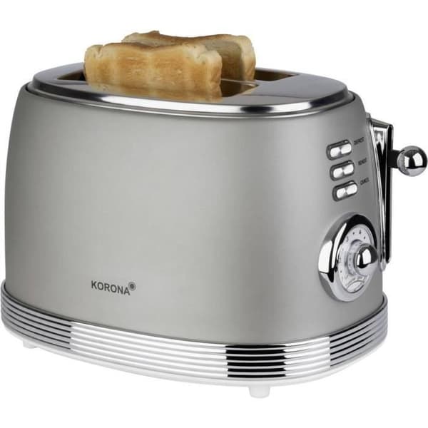 Korona 21667 Retro brödrost - 2 skivor bröd - Retro toast nivåindikator - 6 nivåer - 850 watt - Grå
