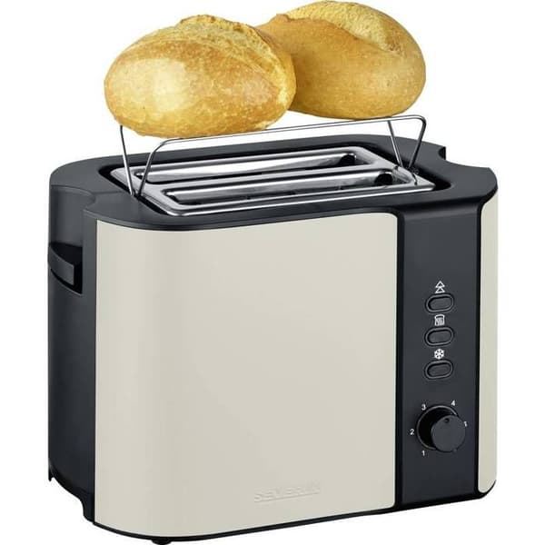 Severin 9576 Indikatorbrödrost, med speciellt integrerat bakverksgaller, beige, svart
