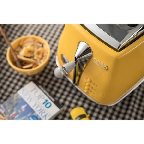Leivänpaahdin - DELONGHI - ICONA CAPITALS - 2 viipaletta - 900W - Leivonnaisten lämmitin - Keltainen
