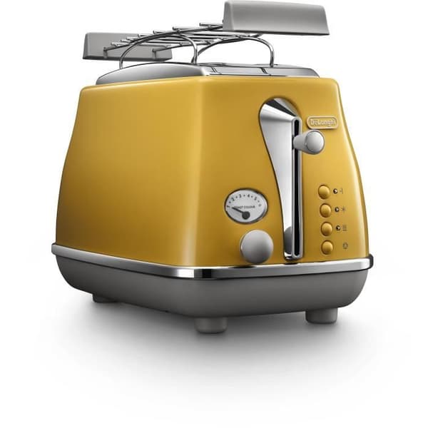 Leivänpaahdin - DELONGHI - ICONA CAPITALS - 2 viipaletta - 900W - Leivonnaisten lämmitin - Keltainen