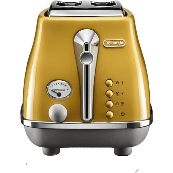 Leivänpaahdin - DELONGHI - ICONA CAPITALS - 2 viipaletta - 900W - Leivonnaisten lämmitin - Keltainen