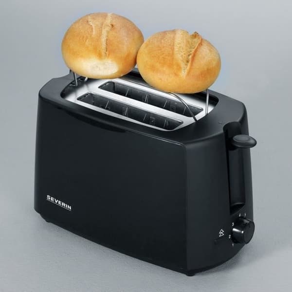 SEVERIN AT2287 Leivänpaahdin - 700 W, 2 viipaletta, säädettävä paahtoaste, leivonnaisteline, musta