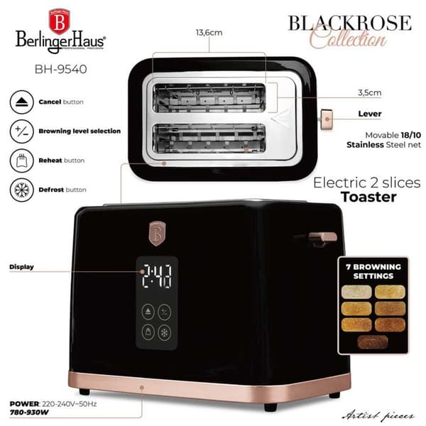 ELDRA KÖRING 1,7L + DIGITAL TOASTER BERLINGER HAUS BH-9540 BLACK ROSE