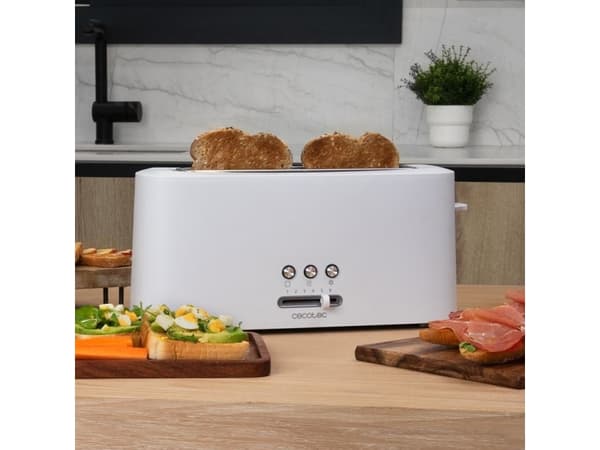 Cecotec 03189, 2 skiver, Hvit, Plast, Rustfritt stål, Nivå, 980 W, 220 - 240 V