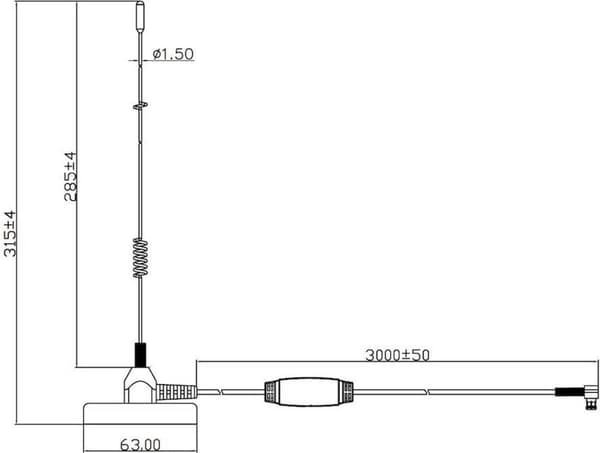 Albrecht MAG31 DAB+ Magnetfußantenne + Verstärker Band III, 3m kabel + SMB-Stecker DAB+ magnetisk baseantenne Med forstærker