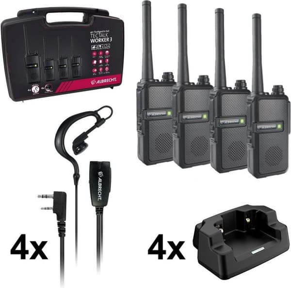 Albrecht Tectalk Worker 3 4er 29826 PMR walkie-talkie Sæt med 4 stk.