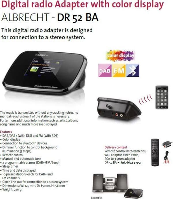 Albrecht DR 52 BA DAB+/FM Radio Tuner inkl. Bluetooth
