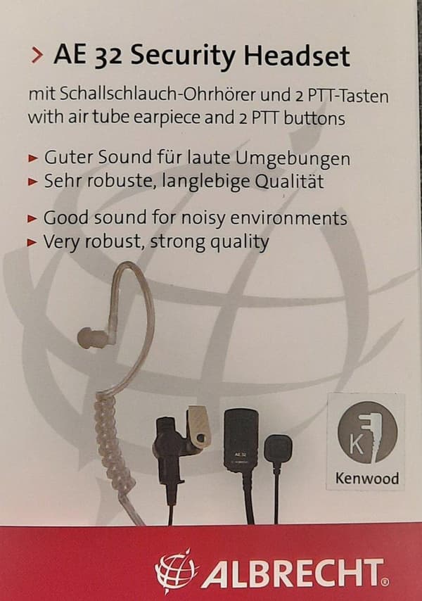 Albrecht AE-32K Säkerhetsheadset för Kenwood walkie-talkie