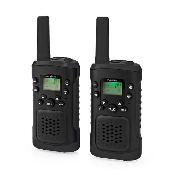 Nedis WLTK0610BK Walkie Talkie Sæt 2 Håndsæt Op til 6 Km Frekvenskanaler: 8 PTT / VOX Op til 3 timer Hovedtelefonudgang 2 Headset Sort