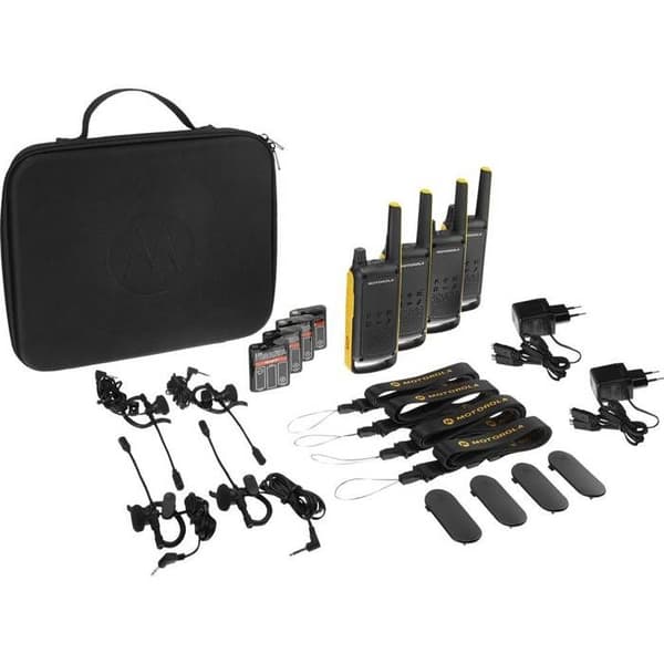 Motorola Talkabout T82 Extreme Quad Pack bärbar radio 2-bands PMR 446 MHz 16 kanaler svart, gul (paket med 4)