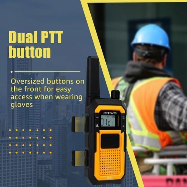 Retevis RB648 Talkie Walkie Vattentät, Robust, IP67 VOX Dubbel PTT, 2000mAh Tvåvägsradio för Byggarbetsplats