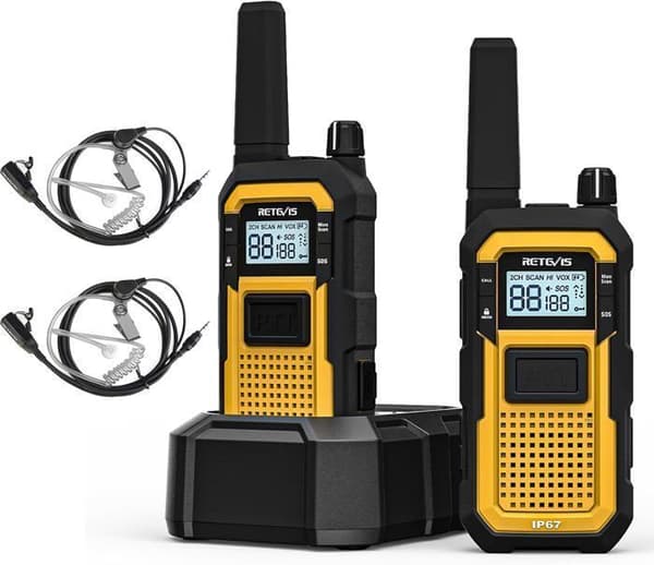 Retevis RB648 Talkie Walkie Vattentät, Robust, IP67 VOX Dubbel PTT, 2000mAh Tvåvägsradio för Byggarbetsplats