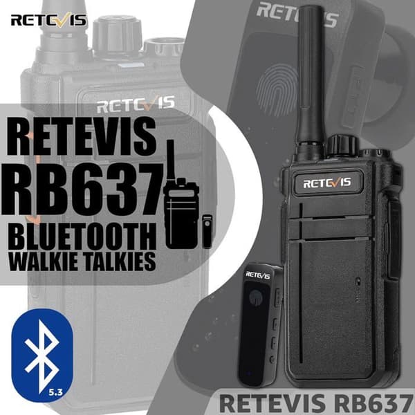 Retevis RB637 Talkie-Walkie med Bluetooth Öronpropp, Tvåvägsradio, 2000mAh USB Återuppladdningsbar, Ficklampa, Handsfree