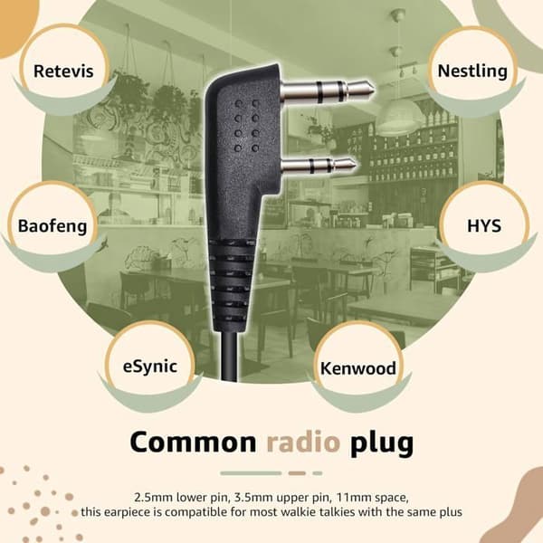 Retevis Radio Öronpropp 2 Pin Rör Acoustisk Dold Hörlur Övervakning med Spole För BAOFENG JUCJET RT24 RT27 RT619 RT5R