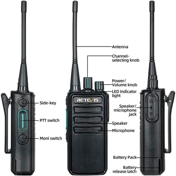 Retevis RB629 Robust Walkie Talkie Professionell, 4 St PMR446, Trådlös Klon, VOX, Säkerhetsradio med Mikrofon Högtalare