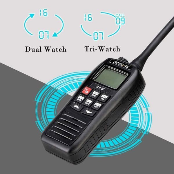 Retevis RA26 VHF Marin Radio, IP67 Vattentålig, 1500mAh, Övervakningsscanning, Dubbel/Tri Vakt, USB Laddning, Både vägbaserad Marin Radio
