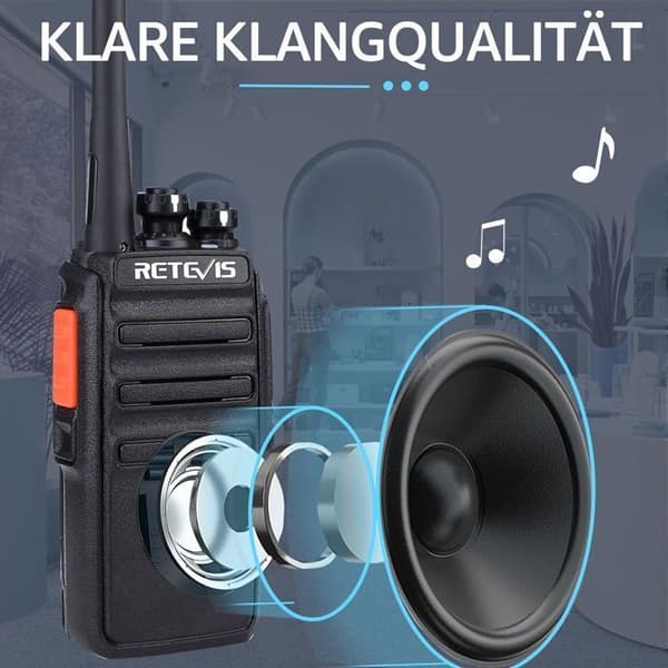 Retevis RT24 Talkie Walkie Uppladdningsbar Professionell PMR446 16 Kanaler CTCSS/DCS, med Hörsnäcka och Laddning, för Vandringar