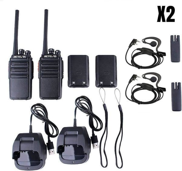 Retevis RT24 Walkie-Talkie Lång Räckvidd, PMR446 utan Licens 16 Kanaler CTCSS/DCS, med Öronpropp för Fabrik, logistik (4 Pcs)